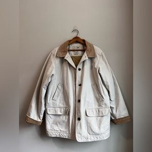 LL Bean Womens Barn Chore Coat LG Lined Thinsulate Khaki Field Jacket Quilted